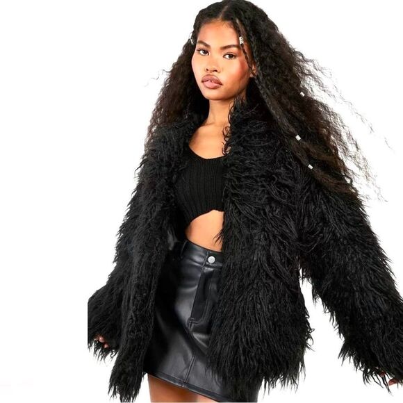 Boohoo Mongolian Faux Fur Coat - Picture 1 of 2